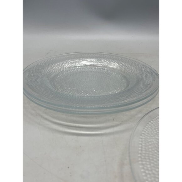 set of 3 salad desert toast plates clear glass ruff bottom pebbled 8" READ - Picture 2 of 5